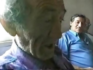 Pervert teen jerking very old italian man. Home made